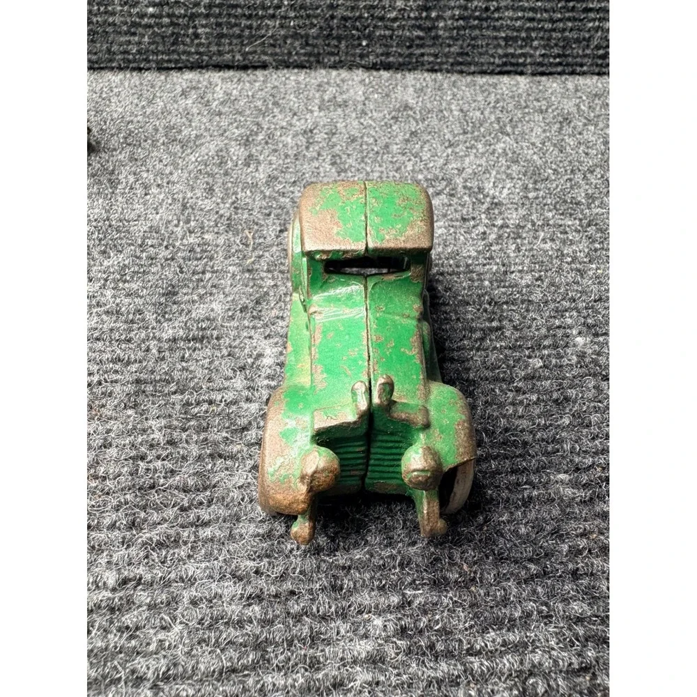 Vintage Hubley Cast Iron Toy Car Lot Red Sedan Green Coupe Antique 1930s USA